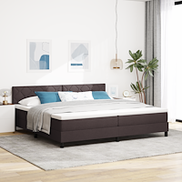 vidaXL Box Spring Säng med Madrass & LED Mörkbrun 200x200 cm Tyg