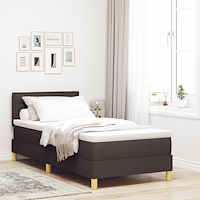 vidaXL Boxspring säng med madrass & LED Mörkbrun 80x200 cm Tyg