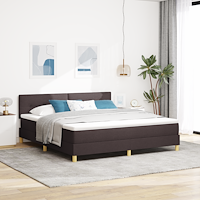 vidaXL Sänglåda med Madrass & LED Mörkbrun 180x200 cm Tyg