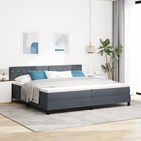 vidaXL Boxspring Bed med Madrass & LED Mörkgrå 200x200 cm Sammet