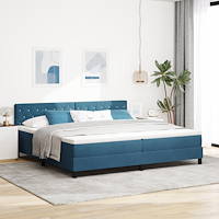 vidaXL Sängbotten med madrass & LED Mörkblå 200x200 cm Sammet