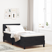 vidaXL Sängbotten med Madrass & LED Svart 90x200 cm Sammet