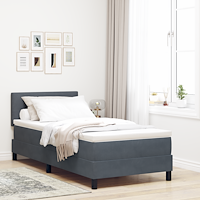 vidaXL Sängbotten med madrass & LED Mörkgrå 100x200 cm Sammet