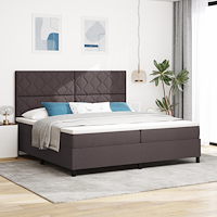 vidaXL Bäddfjäder med madrass med led Mörkbrun 200 x 200 cm tyg