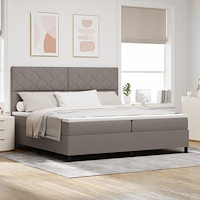 vidaXL Bäddfjäder med LED-ljusslingor Taupe 200 x 200 cm tyg