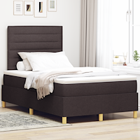 vidaXL Boxfjäder säng med madrass & LED Mörkbrun 120x200 cm Tyg