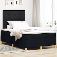 vidaXL Boxfjädersäng med madrass & LED svart 120x190 cm tyg