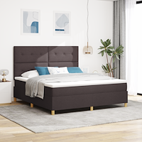 vidaXL Sängbotten med Madrass & LED Mörkbrun 180x200 cm Tyg