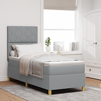 vidaXL Box Spring Säng med madrass & LED Ljusgrå 80x200 cm Tyg