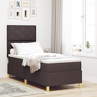 vidaXL Boxspring säng med madrass & LED mörkbrun 80x200 cm tyg