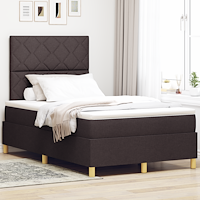 vidaXL Boxspring Säng med Madras och LED Mörkbrun 120x190 cm Tyg