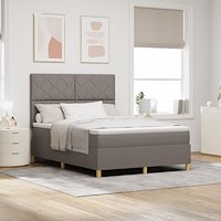 vidaXL LED Box Säng med huvudgavel Taupe 140 x 190 cm tyg