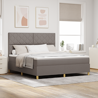 vidaXL LED Box Säng med huvudgavel Taupe 180 x 200 cm tyg