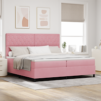 vidaXL LED Box Säng med madrass Rosa 200 x 200 cm Sammet