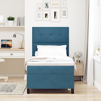 vidaXL LED Box Säng med madrass med huvudgavel Mörkblå 80 x 200 cm tyg