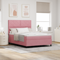 vidaXL LED Box Säng med huvudgavel Rosa 160 x 200 cm Sammet