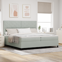 vidaXL Box Spring Säng med Madrass & LED Ljusgrå 200x200 cm Sammet