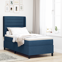 vidaXL LED Box Säng med madrass med huvudgavel Blå 90 x 200 cm tyg