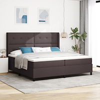 vidaXL Resårsäng med Madrass & LED Mörkbrun 200 x 200 cm Tyg