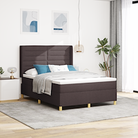 vidaXL Bäddfjäder med LED-ljusslingor Brun 160 x 200 cm tyg