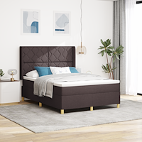 vidaXL Bäddfjäder med LED-ljusslingor Brun 160 x 200 cm tyg