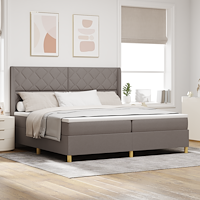 vidaXL Bäddfjäder med LED-ljusslingor Taupe 200 x 200 cm tyg