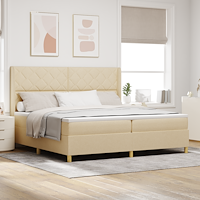 vidaXL Bäddfjäder med LED-ljusslingor Kräm 200 x 200 cm tyg