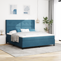 vidaXL Bäddfjäder med madrass med led Blå 180 x 200 cm Sammet