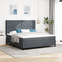 vidaXL Boxspring-säng med madrass och LED Mörkgrå 180x200 cm Sammet
