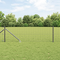 vidaXL Euro Fence med 13 spikar 0.8x25 m Galvaniserad Stål Grå
