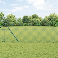 vidaXL Kedjegaller med 7 stolpar 1.4x10 m Galvaniserat stål Grön