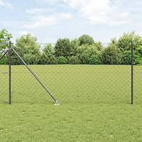 vidaXL Kedjestängsel med 7 Spikposter 1x10 m Galvaniserat Stål