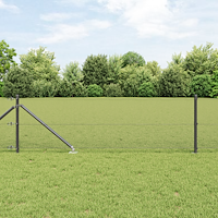 vidaXL svetsat trådgärd med 13 spikstolpar Grå 0.8x25 m Stål