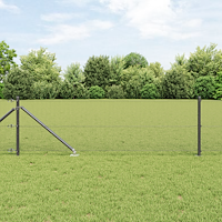 vidaXL vävt trådstängsel med 13 spikposter Grå 0.8x100 m Stål