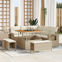 vidaXL 8-delat trädgårdssoffset med kuddar Beige Poly Rattan Akacia