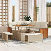 vidaXL 8-delad trädgårdssoffa set med kuddar beige poly rotting akacia