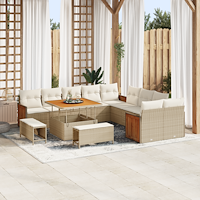 vidaXL 13 Delars Trädgårdsoffaset med Kuddar Beige Poly Rattan Akacia