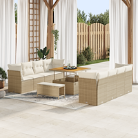 vidaXL 11-delad trädgårdsoffset med kuddar Beige Poly-Rotting Akacia