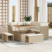 vidaXL 8-delad trädgårdssoffa med kuddar beige poly rattan akacia