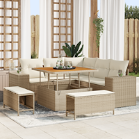 vidaXL 8-delat trädgårdsoffset med kuddar beige poly rotting akacia