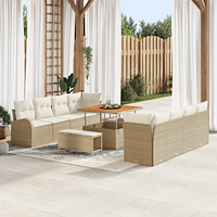 vidaXL 11-delars trädgårdsoffセット med beige poly rattan akacia