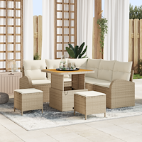 vidaXL 8-delad trädgårdsoffset med kuddar Beige Poly-Rotting Akacia