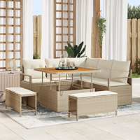 vidaXL 8-delat Trädgårdsofa Set med Kuddar Beige Poly Rattan Akacia