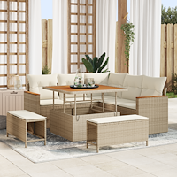 vidaXL 8 Delars Trädgårdsoffaset med Kuddar Beige Poly Rottning Akacia