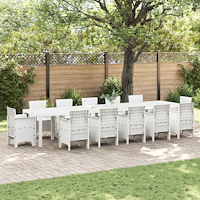 vidaXL Trädgårdsbord Vitt 400x100x73 cm Poly Rattan