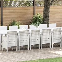 vidaXL 17 delar trädgårdsdining set Vit Poly Rattan