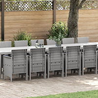 vidaXL Trädgårdsmöbelset 17 pcs Ljusgrå Polt rotting