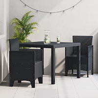 vidaXL 3-delad trädgårds matsalsset Anthracite Poly Rattan