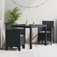 vidaXL 3 Delars Trädgårds Matsalsset med Kuddar Antracit Poly Rattan
