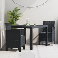 vidaXL 3-delars trädgårdsdining set med kuddar, antracit poly rattan